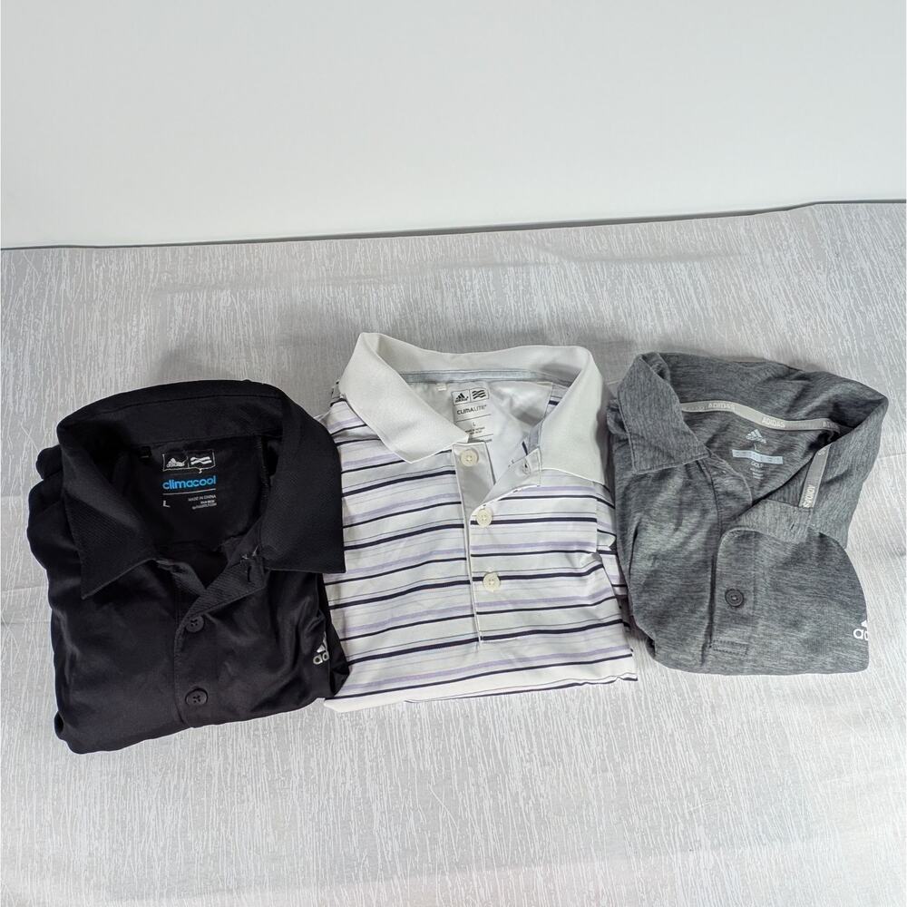 Adidas Performance Polo Shirt Bundle Mens Large Lot of 3